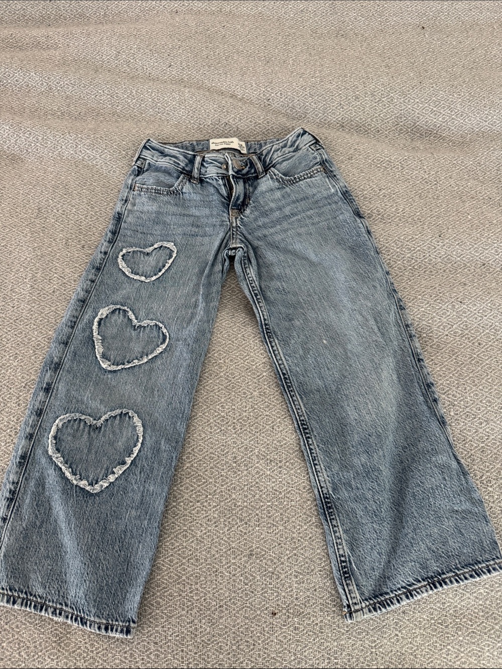 Abercrombie & Fitch Light Blue Kids Heart Patch Wide-Leg Jeans